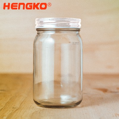wide mouth jar / mason jar with stainless steel sintered filter disc for high temperature baking of bentonite to remove water